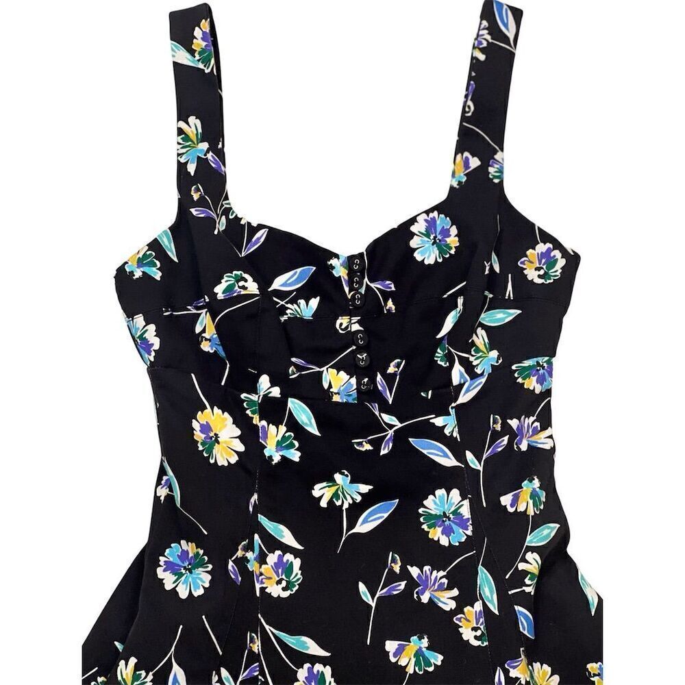 Nicholas Kiki Floral-Print Maxi Dress Black Sleeveless Square Neck Size 0 - Picture 7 of 14